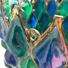 Load image into Gallery viewer, MCM Green &amp; Blue Lucite 3D Diamond Hanging Swag Lamp Shade (19")
