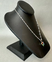 Load image into Gallery viewer, Sterling Multi-Stone Inlay Heart Pendant on 16" Singapore Chain Necklace (Signed)
