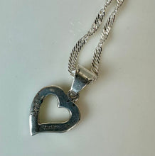 Load image into Gallery viewer, Sterling Multi-Stone Inlay Heart Pendant on 16" Singapore Chain Necklace (Signed)
