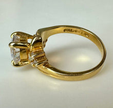 Load image into Gallery viewer, Gold Electoplated Sterling CZ Engagement Ring sz 7
