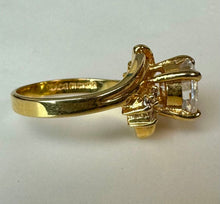 Load image into Gallery viewer, Gold Electoplated Sterling CZ Engagement Ring sz 7
