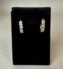 Load image into Gallery viewer, Gold Plated Sterling Diamond Oval Hoop Earrings (0.75")
