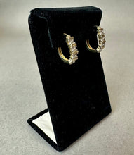 Load image into Gallery viewer, Gold Plated Sterling Diamond Oval Hoop Earrings (0.75")
