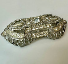 Load image into Gallery viewer, Vintage Silvertone Clear Rhinestone Art Deco Brooch Pin (2.5")
