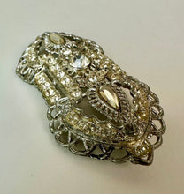 Load image into Gallery viewer, Vintage Silvertone Clear Rhinestone Art Deco Brooch Pin (2.5")
