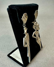 Load image into Gallery viewer, Vintage JJ Jonette Silvertone Man &amp; Woman Figural Earrings (3")
