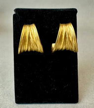 Load image into Gallery viewer, Vintage Anne Klein Brushed Goldtone Textured Wide Half Hoop Earrings (1")
