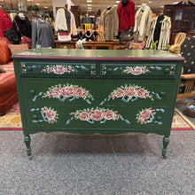 Load image into Gallery viewer, Green Painted 4 Drawer Dresser (36x50x21)
