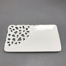 Load image into Gallery viewer, White Porcelain Cut-Out Lace Serving Platter-2 available (13x7)
