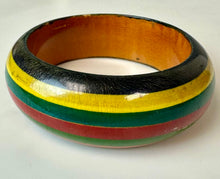 Load image into Gallery viewer, Vintage Painted Stripe Wood Bangle Bracelet (8" Inside Circumference)
