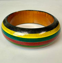Load image into Gallery viewer, Vintage Painted Stripe Wood Bangle Bracelet (8" Inside Circumference)
