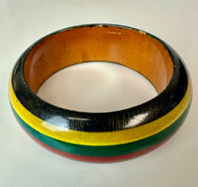 Load image into Gallery viewer, Vintage Painted Stripe Wood Bangle Bracelet (8" Inside Circumference)
