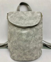 Load image into Gallery viewer, Joy Susan Gray Distressed Vegan Leather Backpack Purse (12x11x4")
