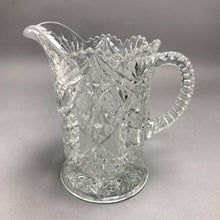 Load image into Gallery viewer, Vintage Cut Clear Glass Water Pitcher Flower Diamond (7")
