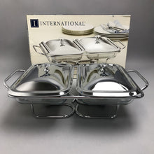 Load image into Gallery viewer, NIB International Silver Company Modernist Double Food Warmer (18x11 1/2)
