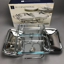 Load image into Gallery viewer, NIB International Silver Company Modernist Double Food Warmer (18x11 1/2)
