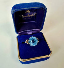 Load image into Gallery viewer, 10K Gold Star Cut Blue Topaz Vintage Ring sz 7.25 (5.2g)
