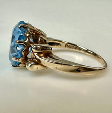 Load image into Gallery viewer, 10K Gold Star Cut Blue Topaz Vintage Ring sz 7.25 (5.2g)
