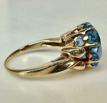 Load image into Gallery viewer, 10K Gold Star Cut Blue Topaz Vintage Ring sz 7.25 (5.2g)
