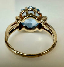 Load image into Gallery viewer, 10K Gold Star Cut Blue Topaz Vintage Ring sz 7.25 (5.2g)
