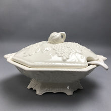 Load image into Gallery viewer, Vintage California Pottery White Soup Tureen Embossed Grape #411 (5x13x9)(As Is)
