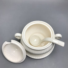 Load image into Gallery viewer, Vintage Large 4 pc White Ceramic Soup Tureen w/Lid, Ladle &amp; Underplate-Japan (5x8)
