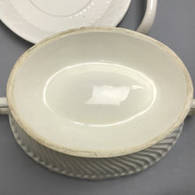 Load image into Gallery viewer, Vintage California Pottery #783 White 4pc Soup Tureen Swirled w/Grapes (5x10x8)
