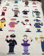 Load image into Gallery viewer, Handmade Quilt Featuring Embroidered Paper Doll Characters (96x72)
