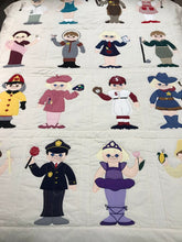 Load image into Gallery viewer, Handmade Quilt Featuring Embroidered Paper Doll Characters (96x72)
