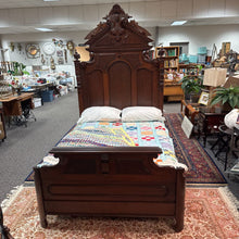 Load image into Gallery viewer, Antique Walnut Full Victorian Bed with Mattress/Box Spring (96x57x76)
