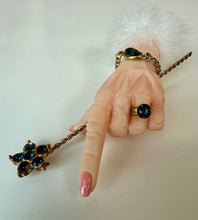 Load image into Gallery viewer, Jacqueline Kent Fairy Godmother Hand with Wand Blue Gem Detail Brooch Pin (3")
