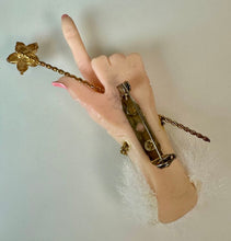 Load image into Gallery viewer, Jacqueline Kent Fairy Godmother Hand with Wand Blue Gem Detail Brooch Pin (3")
