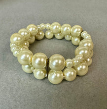 Load image into Gallery viewer, Vintage Layered Chain &amp; Faux Pearl Statement Necklace &amp; Stretch Bracelet Set NIB
