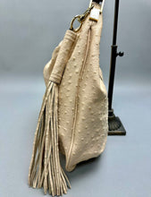 Load image into Gallery viewer, GILI Ostrich Embossed Pale Pink/Brown Leather Hobo Bag Purse (15x17")
