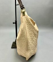 Load image into Gallery viewer, GILI Ostrich Embossed Pale Pink/Brown Leather Hobo Bag Purse (15x17")
