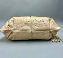 Load image into Gallery viewer, GILI Ostrich Embossed Pale Pink/Brown Leather Hobo Bag Purse (15x17")
