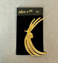 Load image into Gallery viewer, Vintage Monet Goldtone Modernist Swag Brooch Pin (3")
