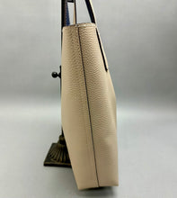 Load image into Gallery viewer, Pale Pink/Navy Vegan Pebbled Leather Reversible Shopper Tote Purse (14x15x3.5")
