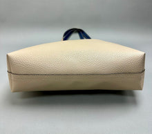Load image into Gallery viewer, Pale Pink/Navy Vegan Pebbled Leather Reversible Shopper Tote Purse (14x15x3.5")
