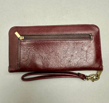 Load image into Gallery viewer, Fossil Continental Red Leather Zip Around Long Clutch Wallet (4x8x1")
