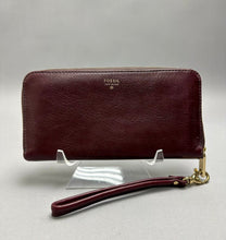 Load image into Gallery viewer, Fossil Continental Red Leather Zip Around Long Clutch Wallet (4x8x1")
