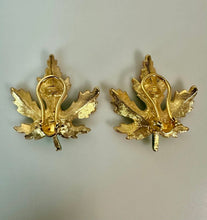 Load image into Gallery viewer, Vintage Mid Century Enameled Leaf 2.25" Brooch Pin &amp; 1.25" Clip Earrings Set
