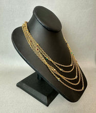 Load image into Gallery viewer, Vintage Jewel Toned Rhinestone Layered Satellite Chain 18" Necklace &amp; 1.75" Chain Fringe Earrings Set
