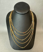 Load image into Gallery viewer, Vintage Jewel Toned Rhinestone Layered Satellite Chain 18" Necklace &amp; 1.75" Chain Fringe Earrings Set
