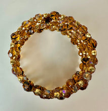 Load image into Gallery viewer, Vintage Caramel Aurora Borealis Beaded Coil Wrap Bracelet
