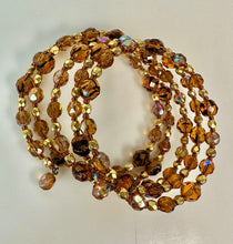 Load image into Gallery viewer, Vintage Caramel Aurora Borealis Beaded Coil Wrap Bracelet
