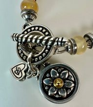 Load image into Gallery viewer, Brighton Agate Beaded Flower Charm Toggle Bracelet (7.5")
