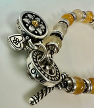 Load image into Gallery viewer, Brighton Agate Beaded Flower Charm Toggle Bracelet (7.5")
