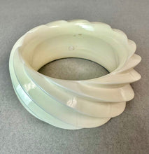 Load image into Gallery viewer, Vintage Huge Molded Ivory Lucite Swirl 1.75" Thick Bangle Bracelet (8" Inside Circumference)
