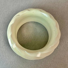 Load image into Gallery viewer, Vintage Huge Molded Ivory Lucite Swirl 1.75" Thick Bangle Bracelet (8" Inside Circumference)
